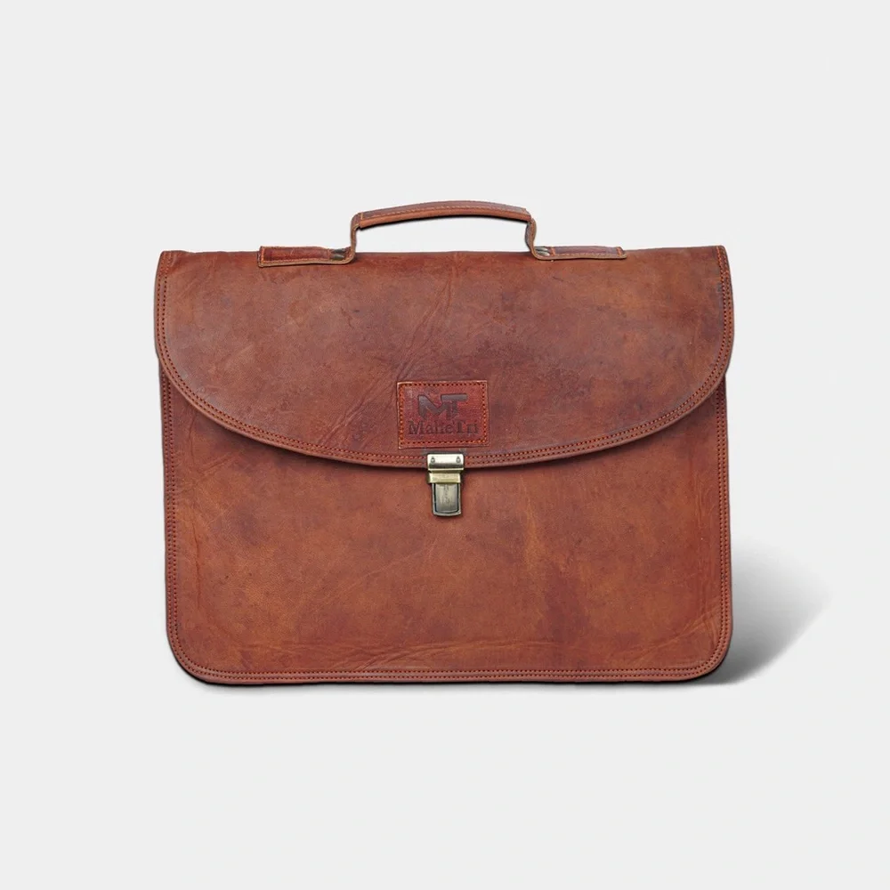 Tan Leather Briefcase for Men